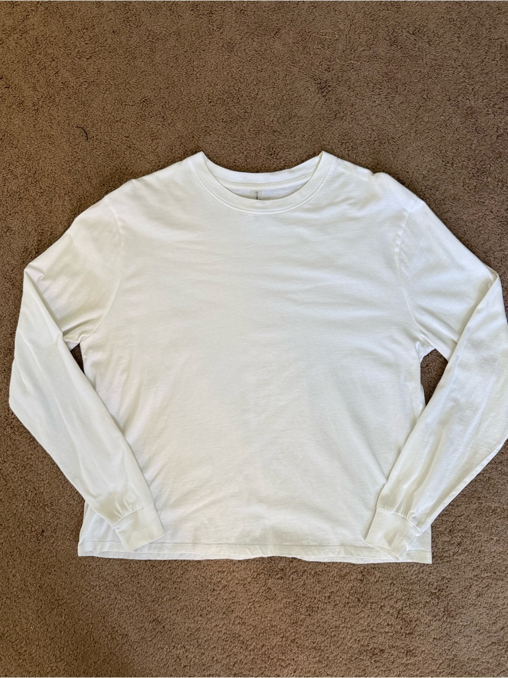 Outdoor Voices White Long Sleeve Crew Shirt 100% Cotton